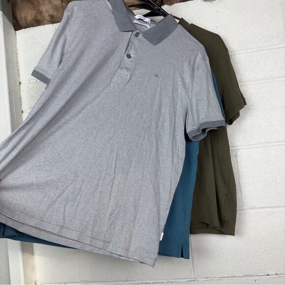 Calvin Klein set of 3 the liquid touch mens short sleeve polo shirts L - Picture 2 of 7